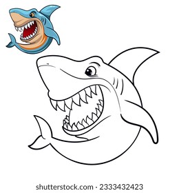 Shark coloring page for simple design or coloring books education
shark line art