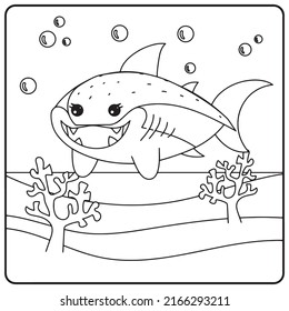 Shark Coloring Pages Kids Stock Vector (Royalty Free) 2166293211 ...