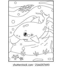 Shark Coloring Pages Kids Stock Vector (Royalty Free) 2166357693 ...