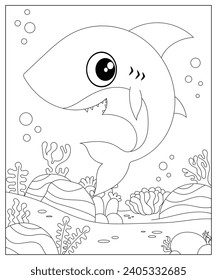 Shark coloring pages for kids. 