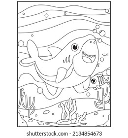 Shark Coloring Pages Kids Printable Stock Vector (royalty Free 