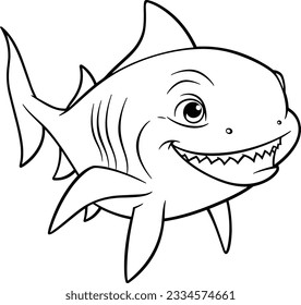 Shark , colouring book for kids, vector illustration