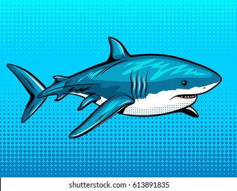 Shark comic book pop art retro style vector illustration