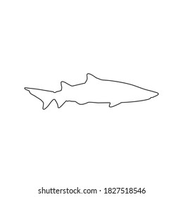 Shark contour. Black and white.  Icon, sign or logo. Cutting form. Sea predator symbol. Flat vector illustration. Minimalism. EPS10.