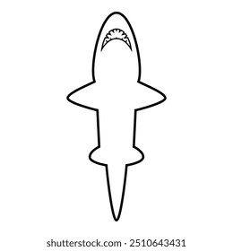 Shark Kontur Umrisslinie Symbol schwarz Farbe Vektorgrafik Bild dünn flach Stil