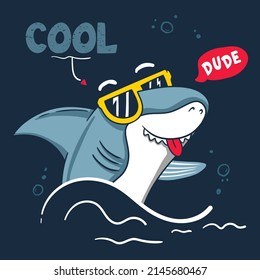 Shark cool dude vector clip art illustration