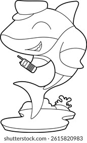 Shark Cop Microphone Police Animal Vector Graphic Art Illustration