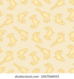 Shark cracker shape pattern seamless. fish shaped cookies background