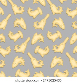 Shark cracker shape pattern seamless. fish shaped cookies background