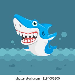 Shark Cute Cartoon Character Design.