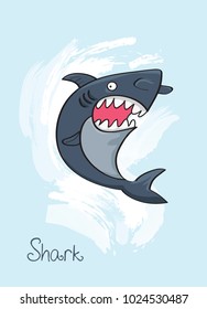 shark cute cartoon vector