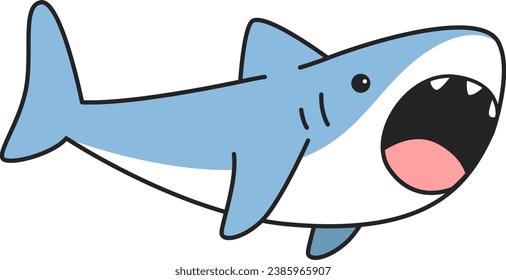 Shark. Cute cartoon vector illustration. Isolated on white background.