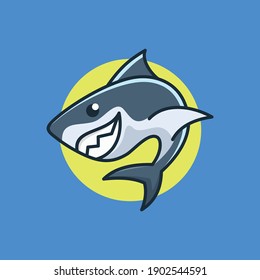 Shark cute logo vector with playful color