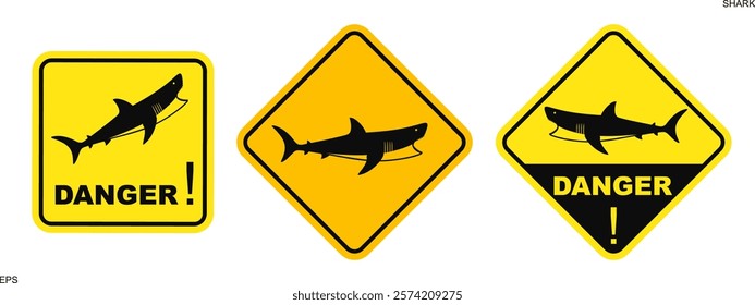 Shark danger sign. Isolated shark on white background