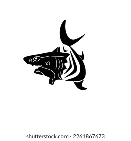 a shark design with expression and modern drawing style vector elements 