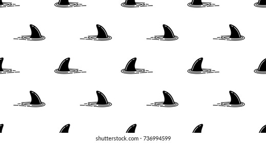 Shark dolphin whale fin doodle vector seamless pattern wallpaper background