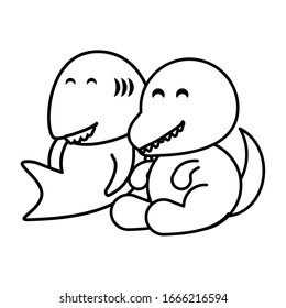 shark and donosaur on white background, baby toys vector illustration design