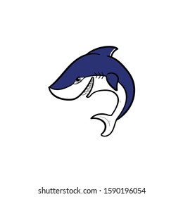 shark doodle icon vector hand drawing 