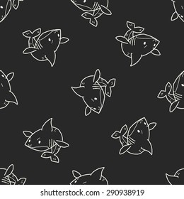 shark doodle seamless pattern background