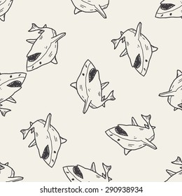 Shark Doodle Seamless Pattern Background