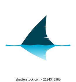 Shark Dorsal Fin With Blue Ocean Sea On Background Symbol Icon Vector Design.