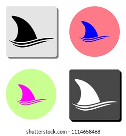 Shark dorsal fin. simple flat vector icon illustration on four different color backgrounds