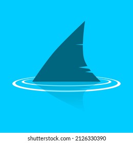 Shark dorsal fin with wave blue ocean sea on white background symbol icon vector design.