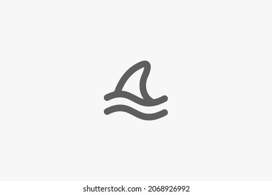 Shark dorsal line art logo design