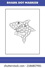 Shark dot marker Page for kids. Shark dot marker book for relax and meditation.