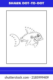 Shark dot to dot Page for kids. Shark dot to dot book for relax and meditation.