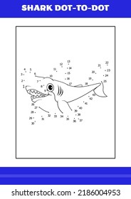 Shark dot to dot Page for kids. Shark dot to dot book for relax and meditation.