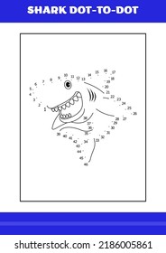 Shark dot to dot Page for kids. Shark dot to dot book for relax and meditation.