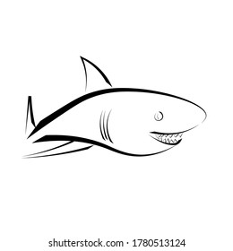 Shark drawing. Figure for the logo of a sports club, dentistry, aquarium.