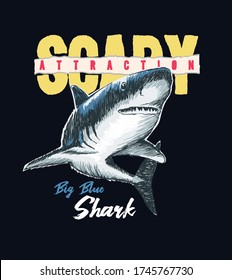 Shark. Drawing Shark. Illustration Tee Graphic