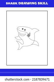 Shark Drawing skill for Kids. Shark drawing skill book for relax and meditation.