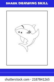 Shark Drawing skill for Kids. Shark drawing skill book for relax and meditation.