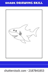 Shark Drawing skill for Kids. Shark drawing skill book for relax and meditation.