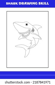 Shark Drawing skill for Kids. Shark drawing skill book for relax and meditation.