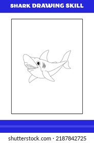 Shark Drawing skill for Kids. Shark drawing skill book for relax and meditation.