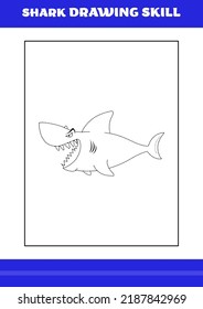 Shark Drawing skill for Kids. Shark drawing skill book for relax and meditation.