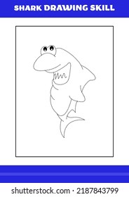 Shark Drawing skill for Kids. Shark drawing skill book for relax and meditation.