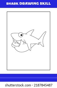 Shark Drawing skill for Kids. Shark drawing skill book for relax and meditation.