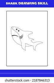 Shark Drawing skill for Kids. Shark drawing skill book for relax and meditation.