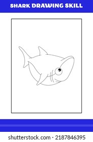 Shark Drawing skill for Kids. Shark drawing skill book for relax and meditation.