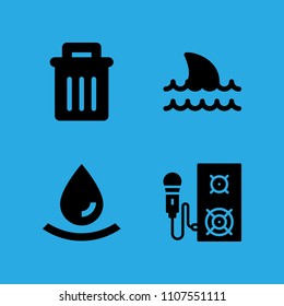 shark, drop, garbage and speaker icons vector in sample icon set for web and graphic design