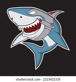 Shark E sport Logo. Animal Vector Illustration