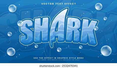 Modelo de efeito de texto editável do Shark com fundo de mar profundo