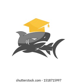 Shark Education logo design vector isolated  concept template