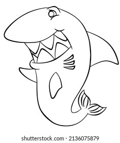 Tiburón. Elemento para colorear página. Estilo de caricatura.