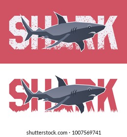 Shark emblem. Vector color illustration.